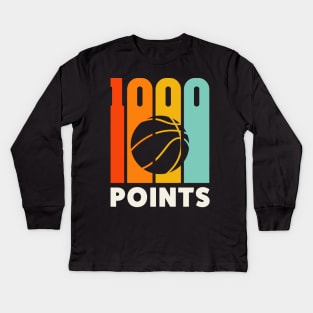 1000 Points Basketball Scorer High School Basketball Mom Kids Long Sleeve T-Shirt